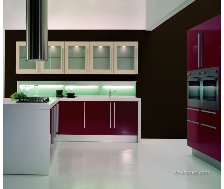 Modern glossy UV purple custom kitchen