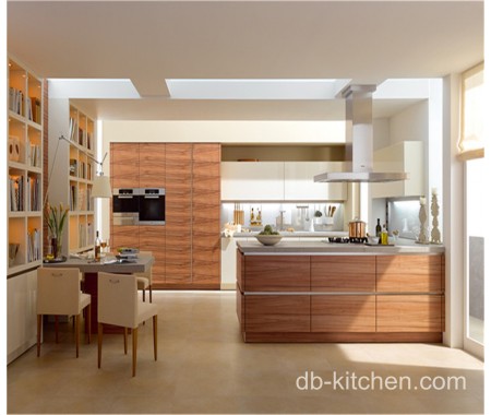 high quality UV wood grain modern kitchen cabinet model